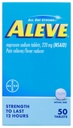 Aleve, pijnstiller/koortsreducer 220 mg tabletten, 50 telling