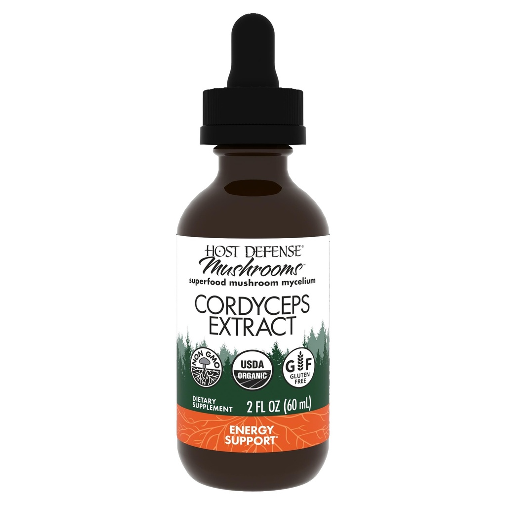 Host Defense Cordyceps Extract - Supplément de soutien immunitaire et énergétique - Supplément de santé rénale avec Cordyceps - Soutien de fitness pour aider l'apport d'oxygène - 2 fl oz (60 portions)*