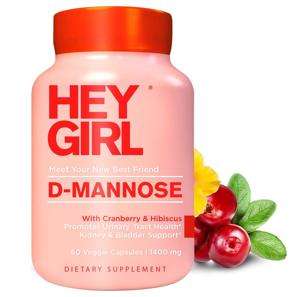 D Mannose Capsules - Fast-Acting UTI Supplement - Cleanse & Flush impurities - with Natural D-Mannose Powder, Cranberry, Hibiscus & Dandelion - Alternatief voor Cranberry for Women, 60 Capsules
