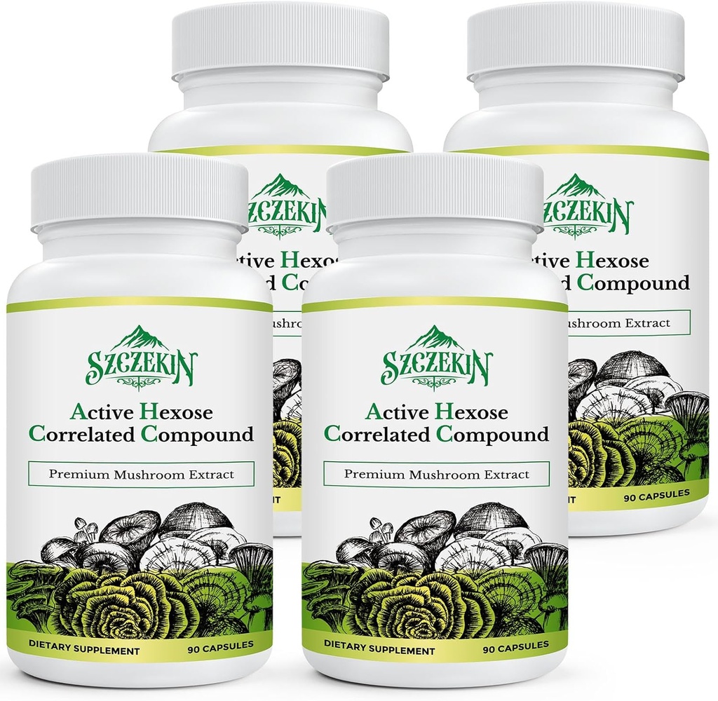 Actieve Hexose Correlated Compound 1500 mg Supplement, Natuurlijke 8 Mushroom Extract Supplement, Immuunsysteem, Leverfunctie, Natuurlijke Killer en T Cellen Activiteit, 360 Veggie Capsules