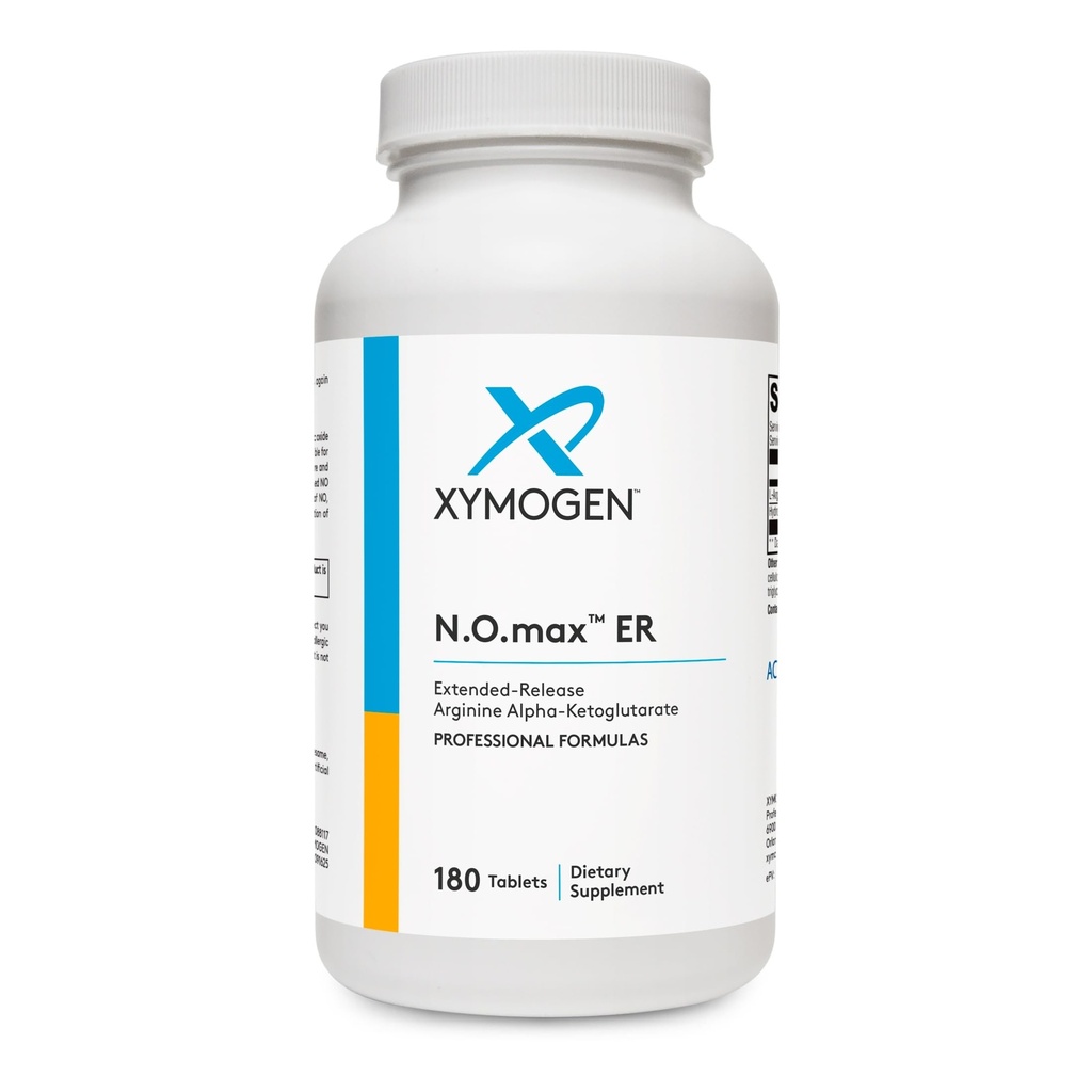 XYMOGEN N.O.max ER - Extended-Release Nitrik Oxide Precursor Arginine Alpha-Ketoglutarate ter ondersteuning van de cardiovasculaire gezondheid - Optimaliseert de spierfunctie + aanpassing aan de oefening (180 Capletes)
