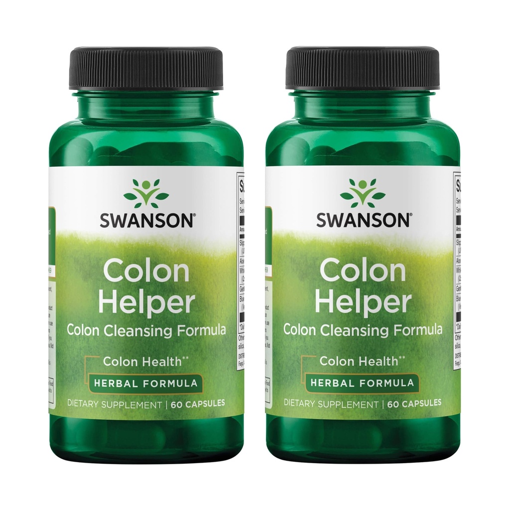 Swanson Colon Helper - Bevordert de spijsvertering van de gezondheid met behulp van Vervain, Goldenseal Root, Slippery Elm Bark & More - Herbal Supplement Aiding Health Eliminaties - (60 Capsules) (2 Pack)