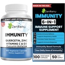 Zenrenu Immuniteit Quercetin 700 mg Zink Vitamine C Vitamine D Immuun Ondersteuning Supplement met Curcumine - Gemakkelijk te absorberen Immuniteitssupplement, 100 Vegetarische Capsules 50 dagen Levering