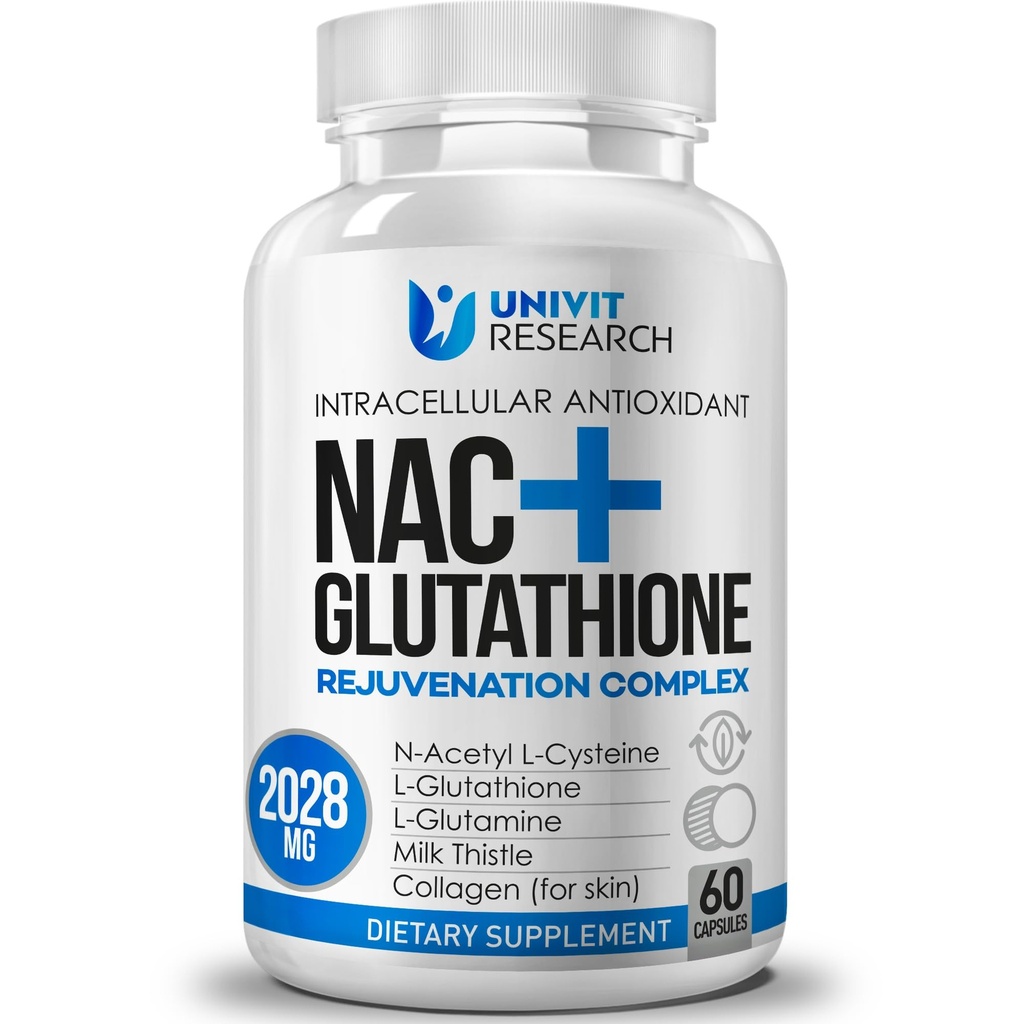 Supplément complexe avancé NAC (N-acétyl L-Cysteine) 600mg avec L-Glutathion 500mg et extrait de chardon de lait-Potent antioxydant-Immune Soutien de la fonction respiratoire-Promotion de la santé rénale