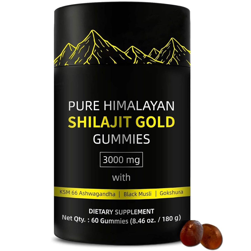 Gummies de Shilajit: Alpha Gummies pour les hommes: Lab Tested I No Added Sugar: Ashwagandha, Gokshura: Acid Fulvic & 85+ Trace Minerals pour les hommes, les femmes: Non-GMO: 60 Gummy