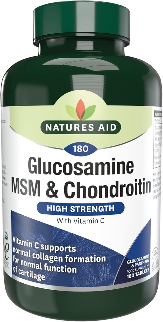 Nature's Aid Glucosamine 500mg, MSM 500mg + Chondroitin 100mg 180 tabletten