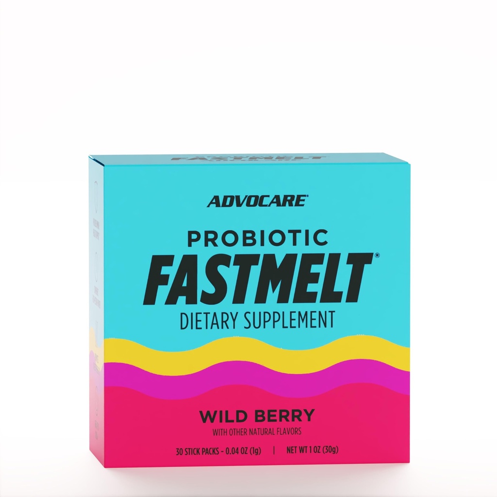 AdvoCare Probiotic Fastmelt - Supplément Dietary Premium pour Gut, système immunitaire et soutien de la santé cardiaque* - Wild Berry, 30 Stick Packs