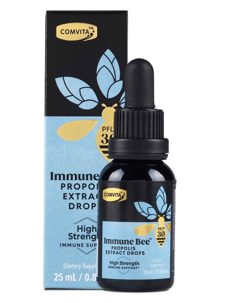 Comvita Extra Strength Extrait de propolis d'abeilles - Soutien naturel immunitaire, gouttes pour la santé buccodentaire, Propolis liquide, aide à apaiser la gorge, sans alcool - PFL 30, 0,8 fl oz bouteille de verre