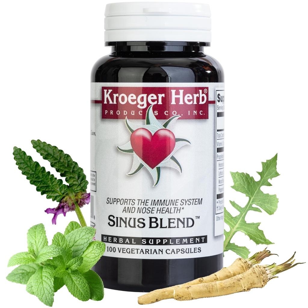 Kroeger Herb producten, Sinus Blend, Alle natuurlijke Sinus Ondersteuning voor volwassenen, Congestie Relief en Sinus Pressure Relief, Blocks or Suppresses Histamine, Non-GMO, Geen Conservatives, Made in USA