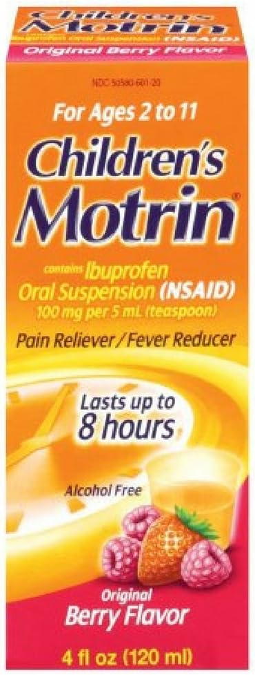 Motrin Ibuprofène pour enfants Suspension orale Original Berry Flavor, 100 mg, Original Berry Flavor 4 oz (paquet de 4)
