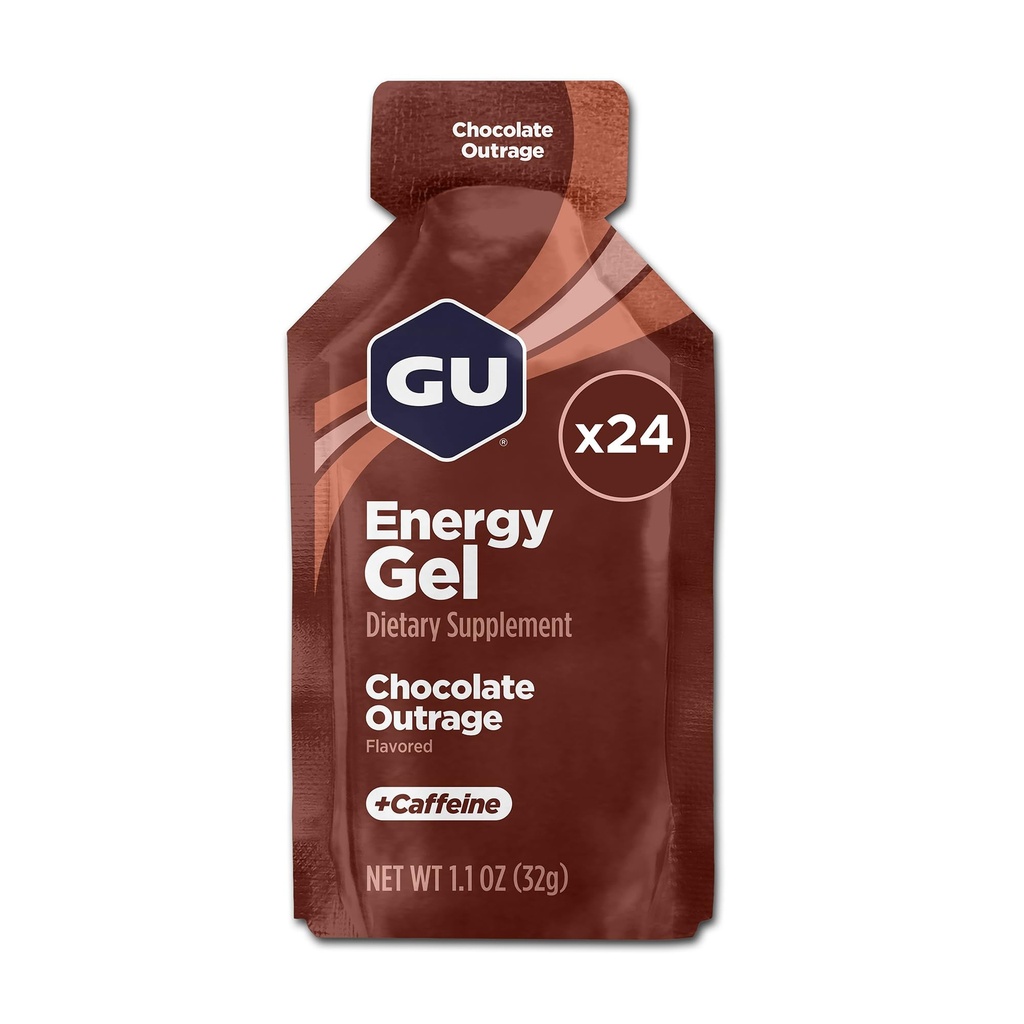 GU Energy Original Sports Nutrition Energy Gel, Chocolade Outrage, 24 Count Box