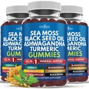 Sea Moss Gummies, Sea Moss, Black Seed, Ashwagandha, Turmeric, Manuka Honey, ACV, Dandelion, Black Pepper, Burdock, Bladderwrack, Vegan- 180 Tel.