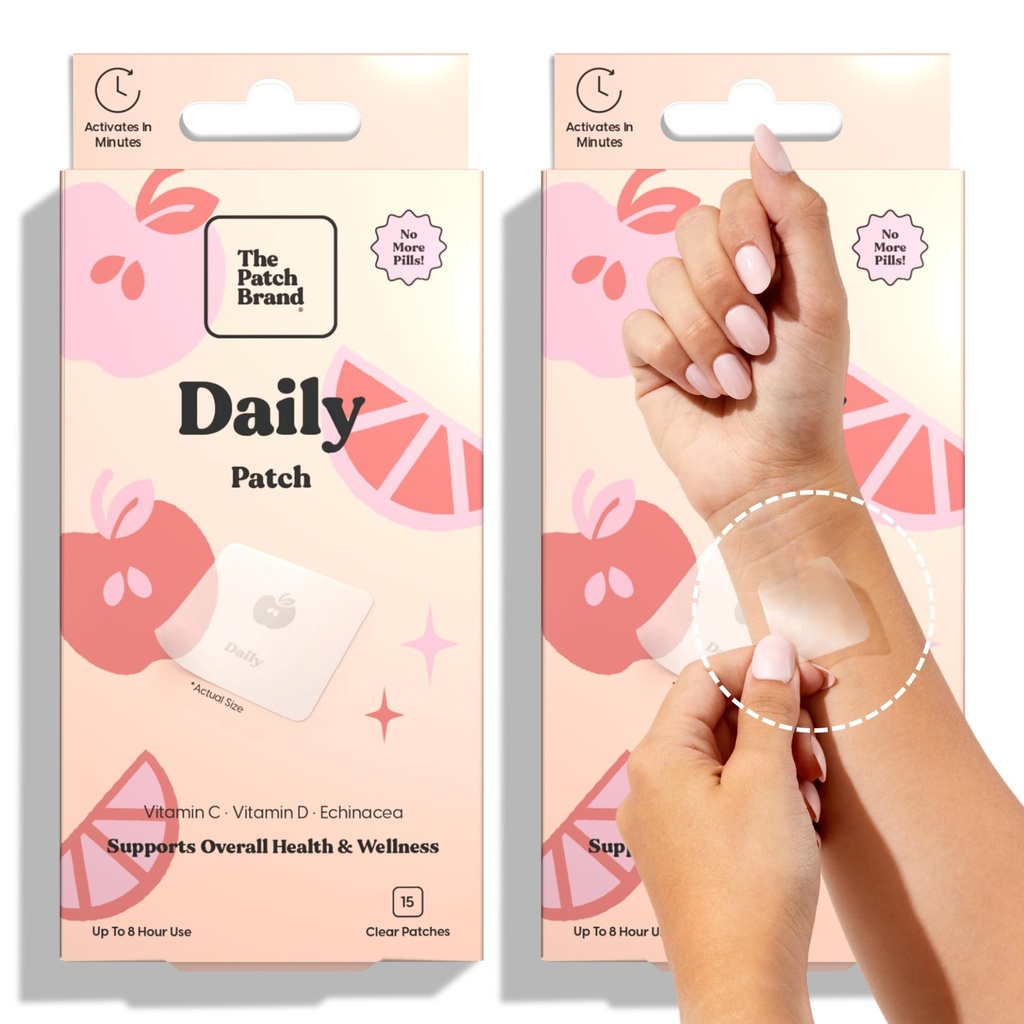 The Patch Brand Daily Support Patches | Natural Wellness Infused with Vitamin C, Zinc Citrate, Vitamin D, Ginko Biloba and Echinacea
