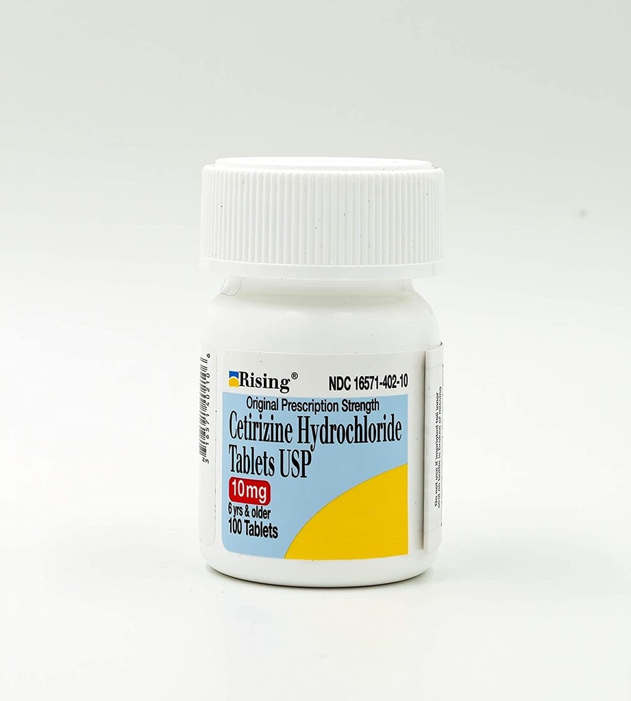 Cétirizine 10 mg Comprimés antihistaminiques Générique pour Zyrtec Comprimés Allergiques 24 heures 100 Comprimés par boîte de bouteilles de 2 Total 200 Comprimés