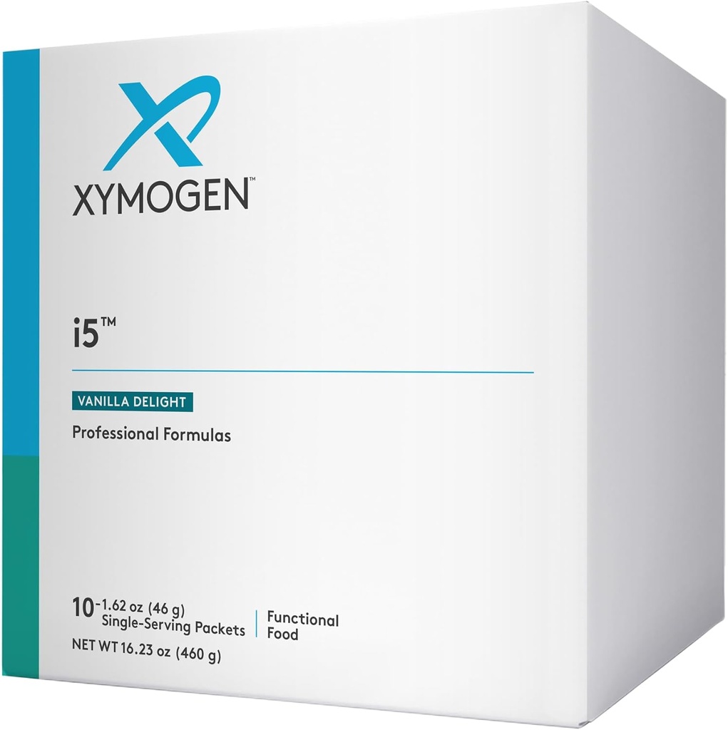 XYMOGEN i5 - Gut Health, Detox + Cytokine Balance Support Powder - 21g Proteïne, Immunoglobuline, Arabinogalactan, Broccoli Seed Extract - Vanille Drink Mix (10 Packets)