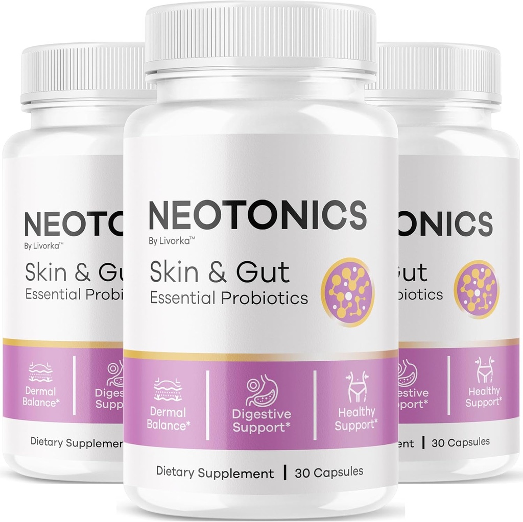 (3 verpakkingen) Neotonics Capsules - Officiële Neotonics Skin & Gut Essential Probiotics, Advanced Formula Neotonics Skin and Gut Organic, All Natural Supplement Neotonics Review, 90 Capsules for 5 Months