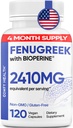 Fenugreek Capsules, 2410mg Per Capsule, 120 Count, Fenugreek Pills with Bioperine for Superior Absorption, Non-GMO, Gluten Free Fenugreek Seeds Extract Supplements, Fenogreco Capsulas
