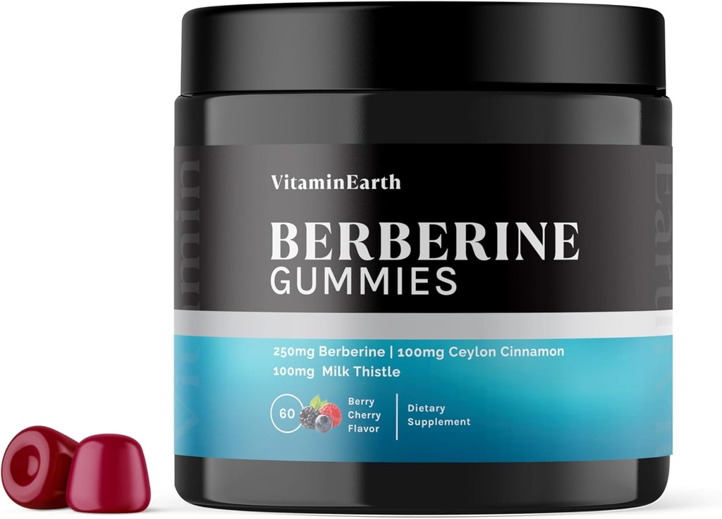 Berberine Gummies met Berberine HCL, Ceylon Cinnamon & Milk Thistle for Immune and Metabolisme Support - Berry Cherry Flavor - 60 Tel.