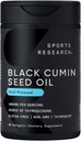 Recherche sportive Huile de graines noires 1000mg de Nigella sous pression froide Huile de sativa avec 3% de thymoquinone.