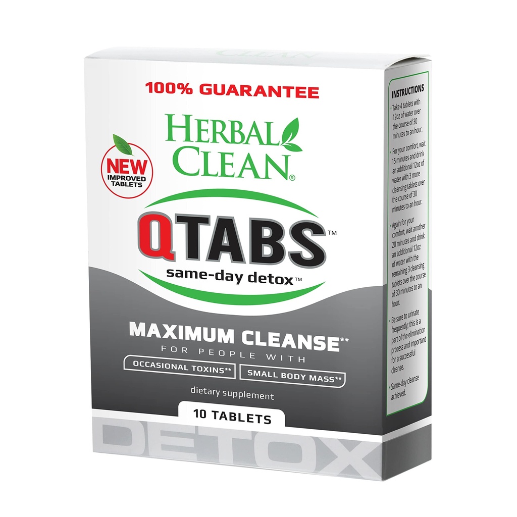 Nettoyant à base de plantes - QTabs Detox de même jour, portable et discret, 10 comprimés
