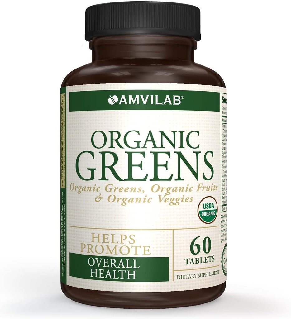 Verts, fruits et légumes biologiques Meilleur supplément pour stimuler l'énergie, détox, améliorer la santé. USDA Organique, sans gluten, végétalien, non-OGM, n° 1 Source des aliments nutritifs essentiels-Rich Super-alimentation Compte 60