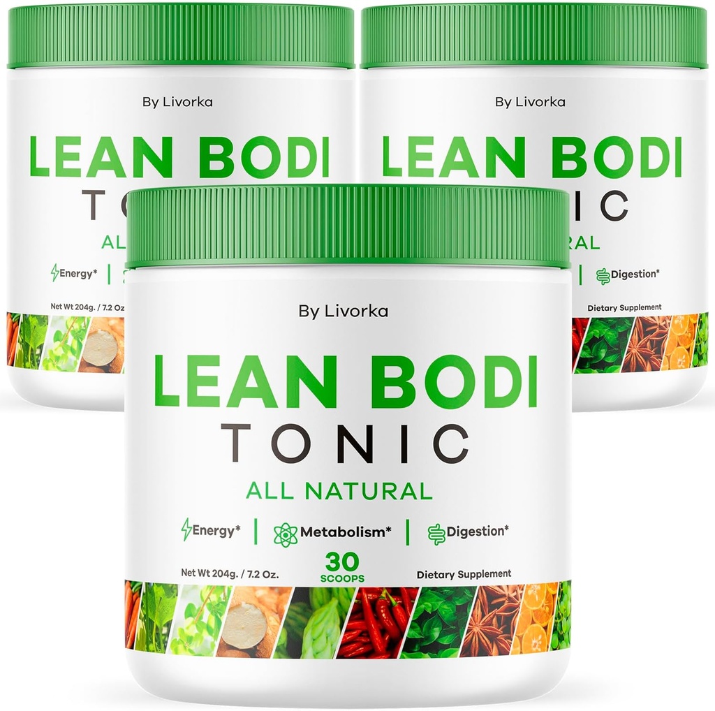 LIVORKA Lean Bodi Tonic, all Natural Advanced Formula Powder - 90 Servings (3 maand levering) - Verpakking van 3