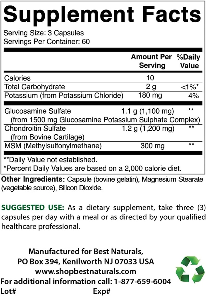 Best Naturals Glucosamine Chondroitin en MSM & Vitamine D3 2000 IE