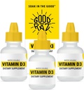 Gouttes de vitamine D Adulte - Gouttes liquides solubles dans l'eau D3 - Gouttes liquides de vitamine D potentieuses - Pas de mélange, non-OGM, casher - D3 Liquide à ajouter à boire ou à manger, sans saveur - 12 mois d'approvisionnement (3)