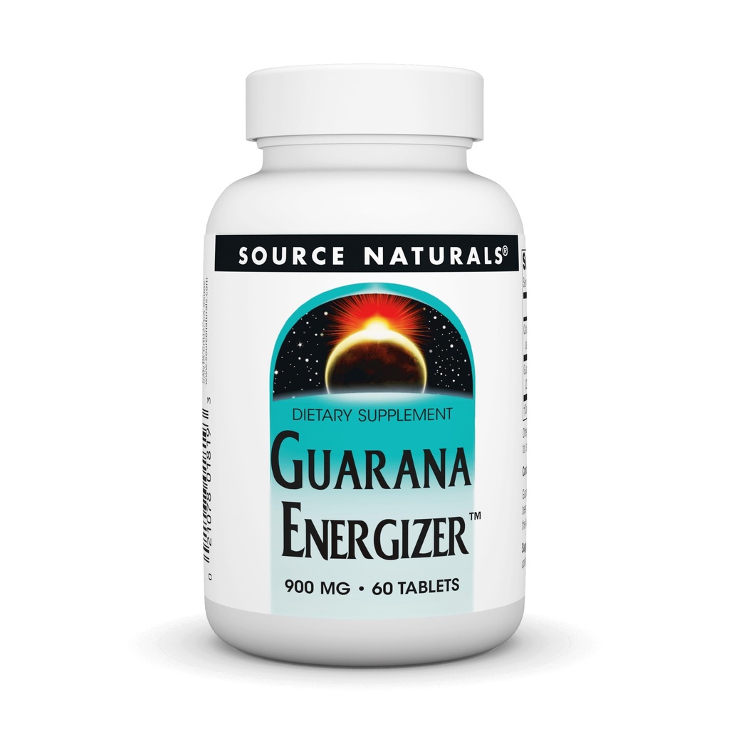 Bron Naturals Guarana Energizer, Dieetsupplement - Ondersteunt een langdurige energieboost* 900 mg - 60 tabletten