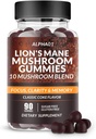 Paddestoelen Gummies - 10x Paddestoelensupplement met Ashwagandha en Lions Mane - Nootropic Brain Supplement, Immune Support & Stress Relief (90 CT) Klassieke Coke