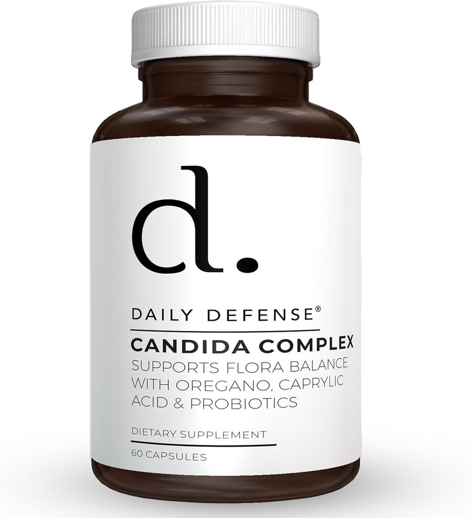 Candida Flush & Cleanse 60 Count Gut Support for Balanced Gut Flora with Oregano, Caprylic Acid,Probiotica, & Digestive Enzymes - Non GMO Dieetsupplement