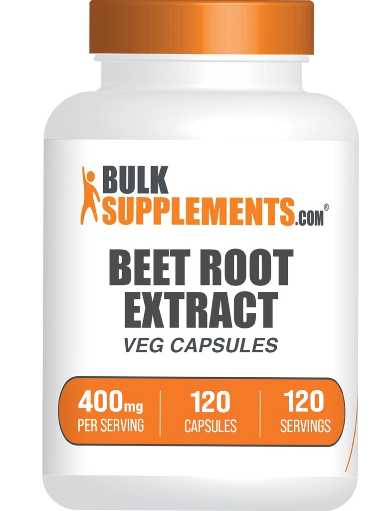 BulkSupplements.com Beetwortelextract Capsules - Beetwortelsupplementen, Beetwortelpillen, Kruidensupplement - Vegan-Friendly, 8000mg Equivalent, 1 Capsule per Serving, 120 Veg Capsules (Pack of 1)