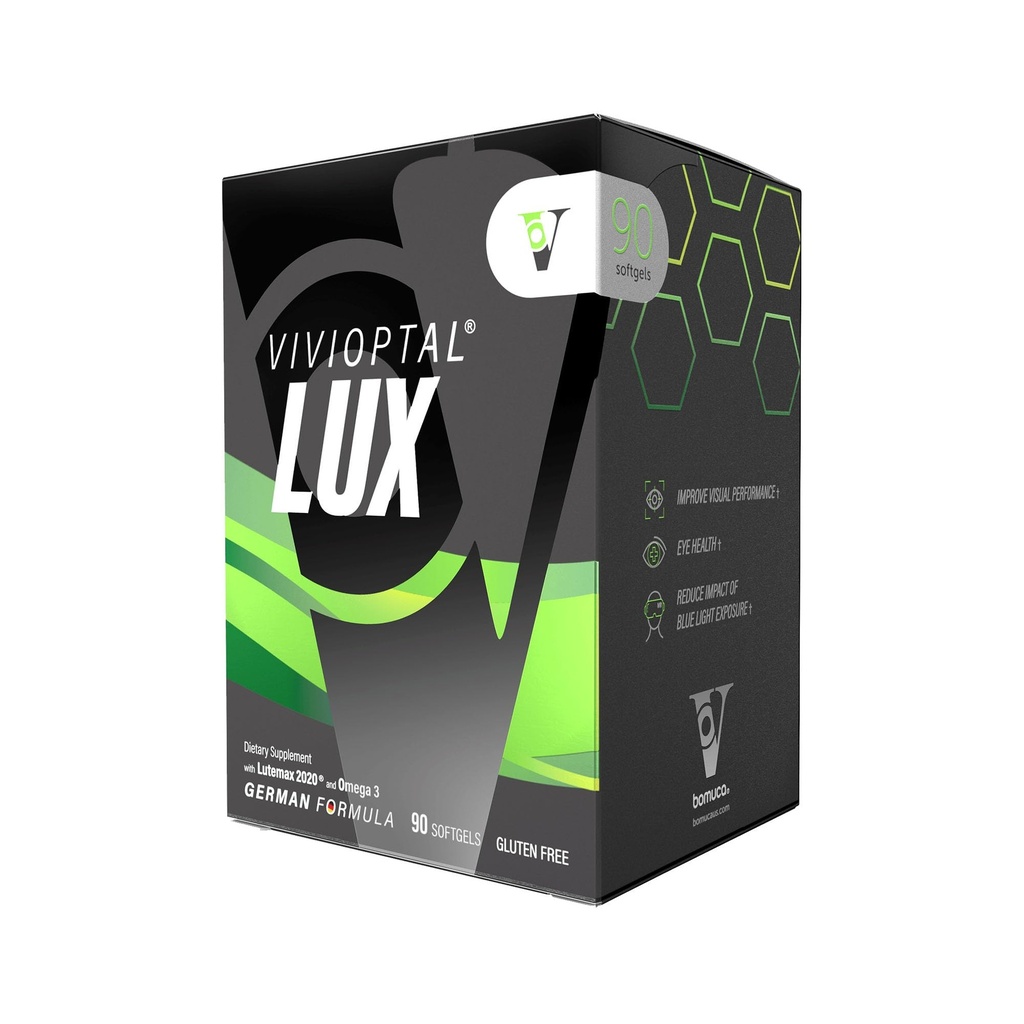 Vivioptal Lux, 90 Softgels, Vitamines adultes, améliorer la performance visuelle, Omega 3, Zinc, et Vitamine C & E, Multivitamines et multiminérales, sans gluten, formule allemande