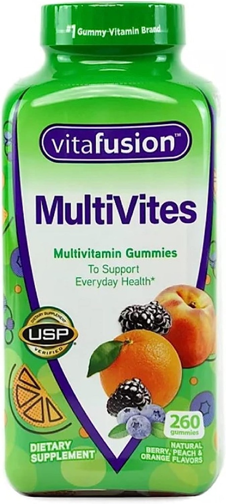 Vitafusion MultiVites Essential Multivitamine Natural Berry, Peach and Orange Flavor 260 ct.