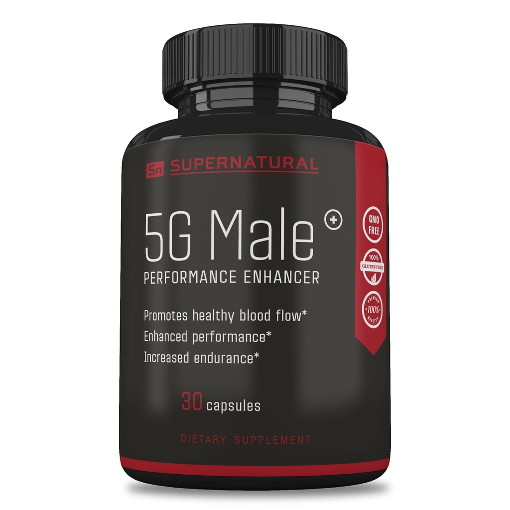 Supernatural Man 5G Male Natural T Booster verbeteren supplement voor bloedstroom, uithoudingsvermogen, sterkte & endurance Ginseng, Knoflook, Ginkgo, gemberwortel, vitamine D - Ondersteunt gezonde mannen - 30 capsules