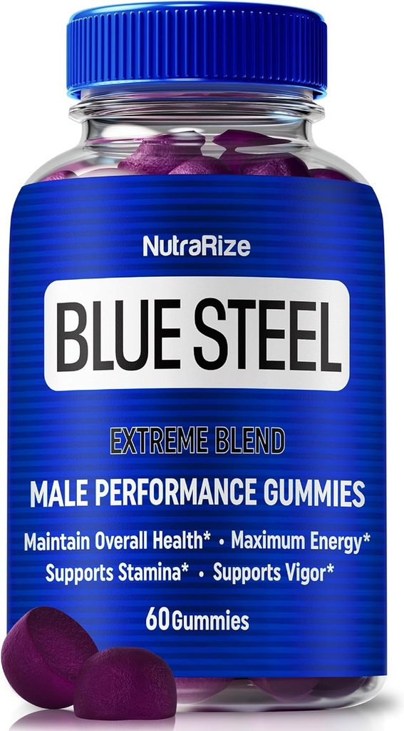 Blue Steel Gummies voor mannen, dagelijkse voeding om het vertrouwen en de algehele gezondheid te verhogen, alle natuurlijke supplement om Peak Performance te ondersteunen, officiële mannelijke Gummy, BlueStaal Reviews (60 Gummies)