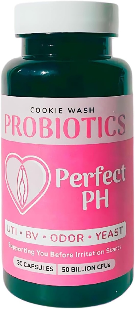 Cookie Wash Perfect PH Probiotica voor vrouwen - PH Balance, Digestief, UT, & Vrouwelijke Gezondheid - 50 miljard CFU - 14 Unieke strepen voor vrouwen - 30 CT