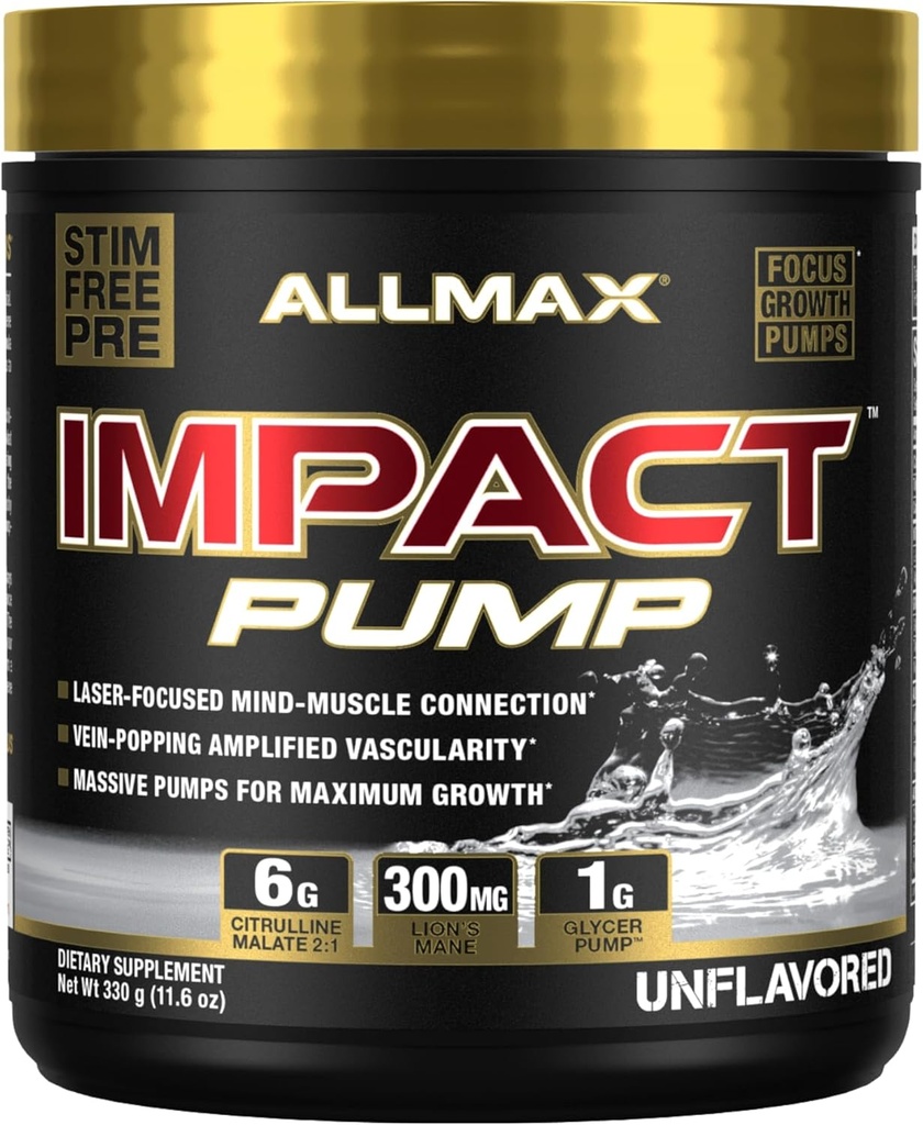 ALLMAX Nutrition Impact Pump Stim Gratis pre-workout, 30 porties (Unflavored)