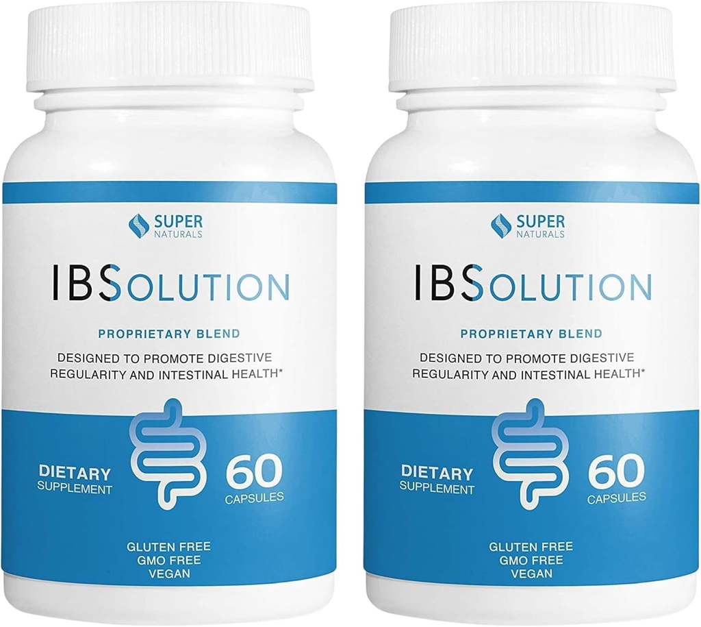 IBSolution - Digestive Health Supplement, Gas, Bloating, Diarree, Constipatie Relief, Abdominal Pain, Met Psyllium, Promoot Regularity, Ondersteunt Gut Health, Made in USA - 60 Vegan Capsules, 2-Pack