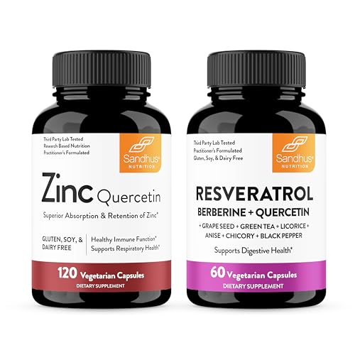 Sandhu's Zink quercetin & Resveratrol Capsules Ondersteuning Immune Health