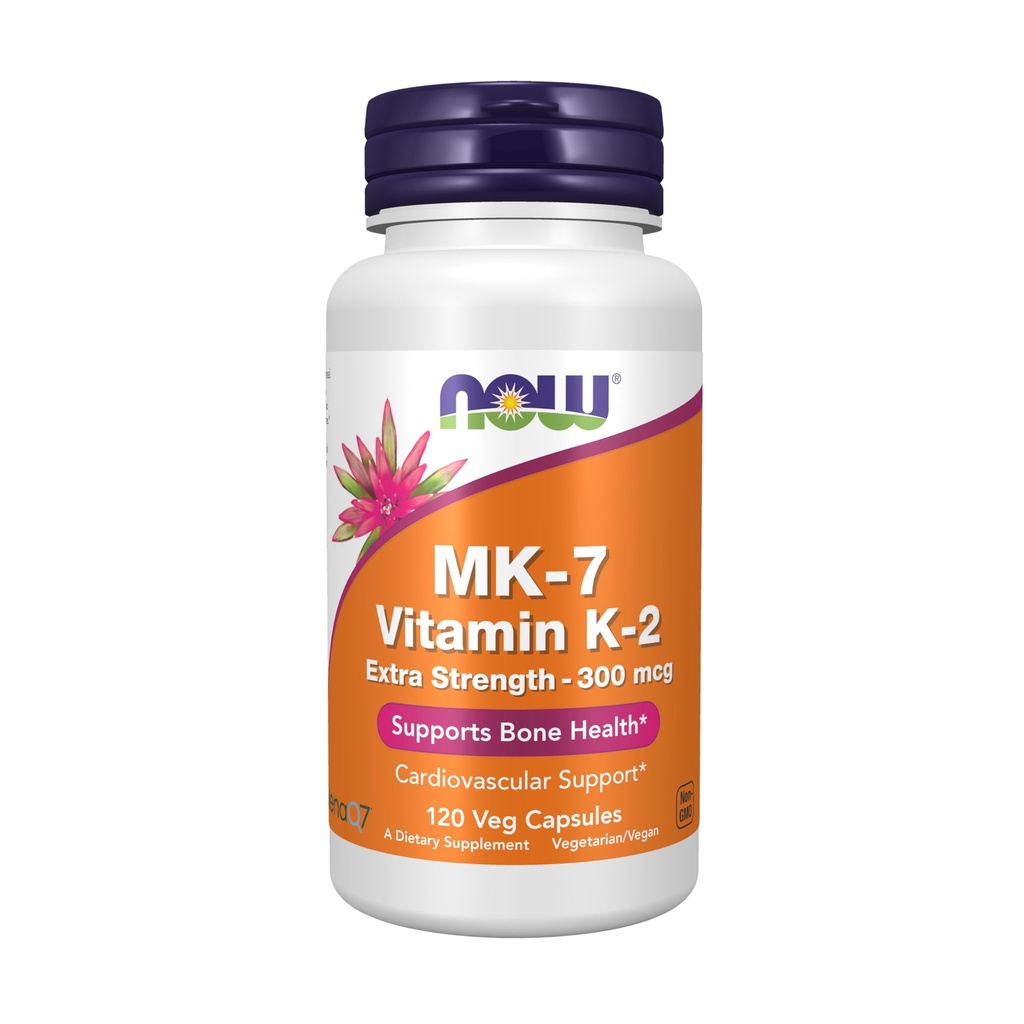 Nu Foods Supplementen, MK-7 Vitamine K-2 300 mcg, Cardiovasculaire ondersteuning*, Ondersteunt Bone Health*, 120 Veg Capsules