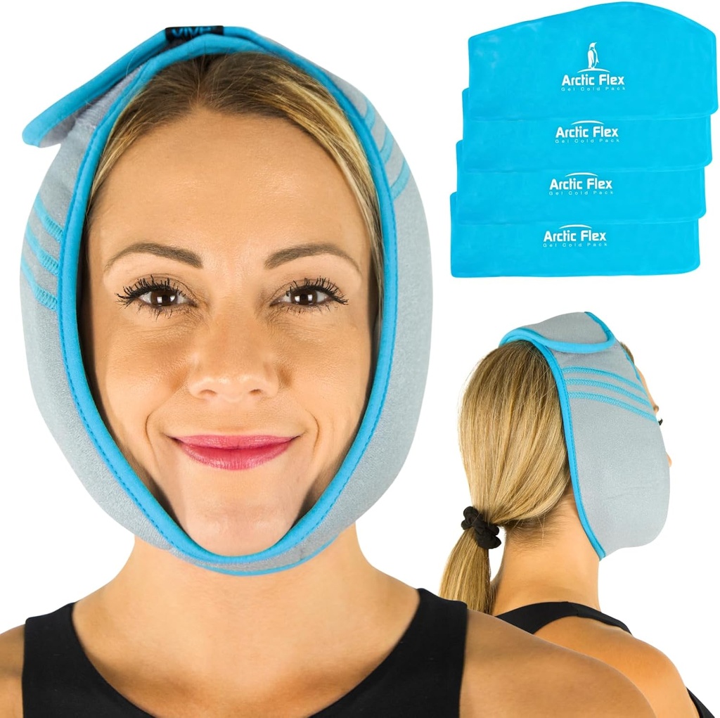 Vive Face Ice Pack Wrap voor TMJ pijnverlichting en hoofdpijn - Gezichtsijspakket voor Jaw Chirurgie Herstel, Orale Chirurgie & Wijsheid Tanden extracties - Verwarmingspad voor hoofd & Chin - Hot & Cold Therapie