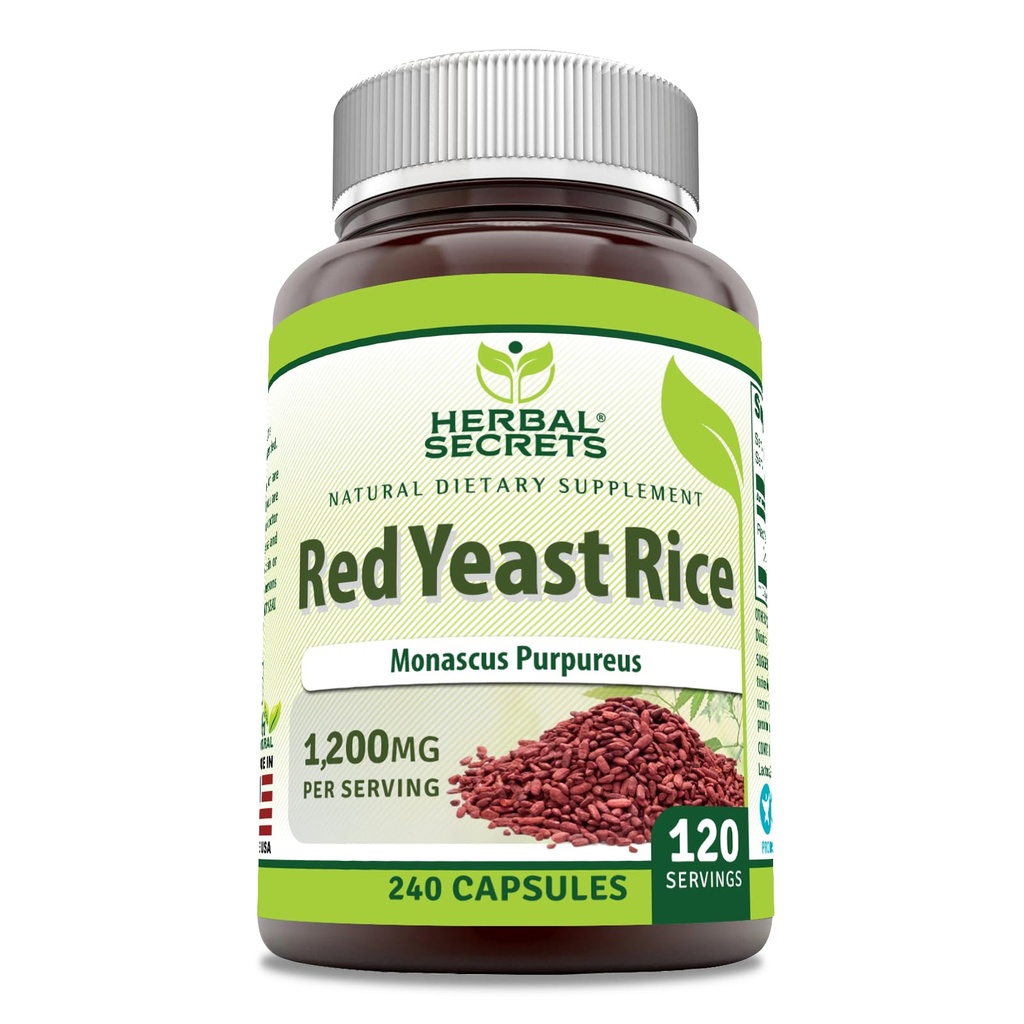 Kruidengeheimen Rode Gist Rijst 1200 Mg per Serving, 240 Veggie Capsules Supplement 