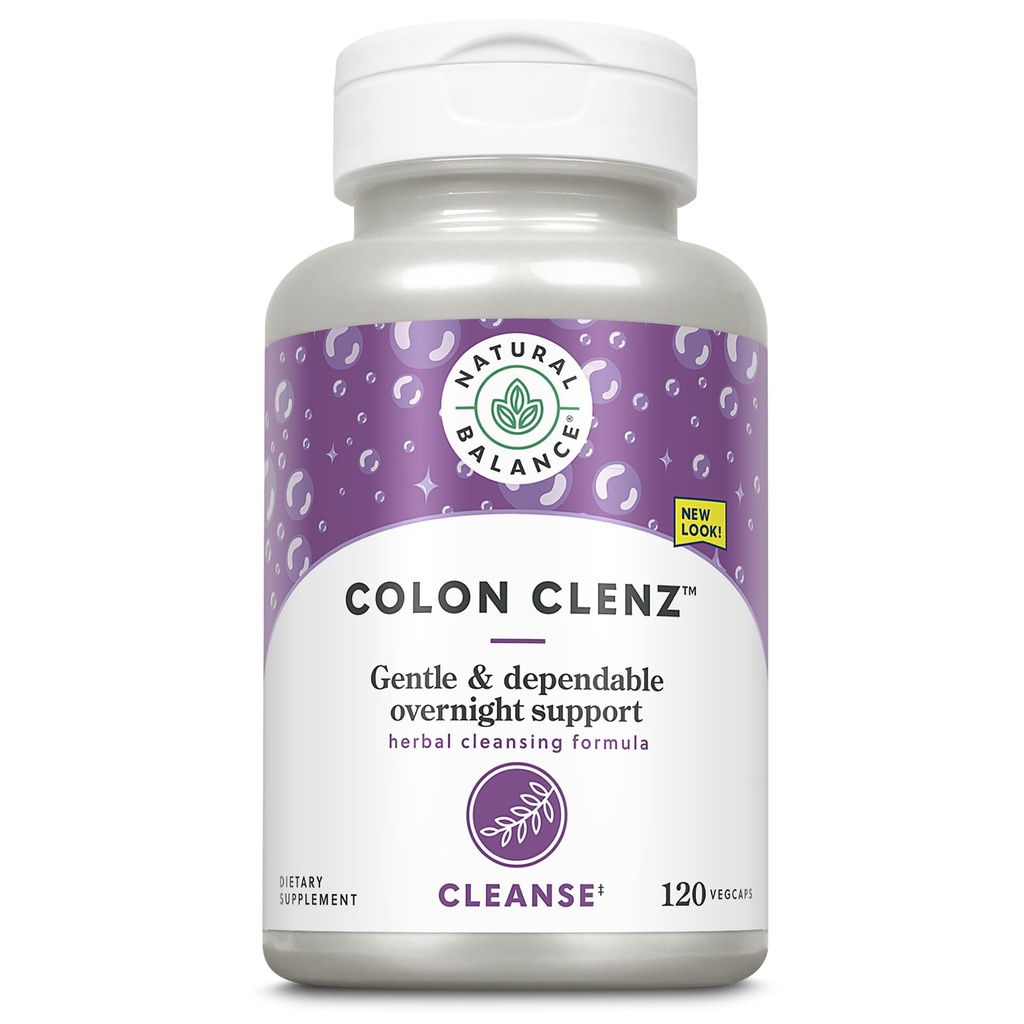 Colon Clenz, équilibre naturel, nettoyage du colon à base de plantes, nettoyage du détox et supplément pour la santé digestive - Formule de nuit douce et dépendante - Garantie de 60 jours (120 portions, 120 VegCaps)
