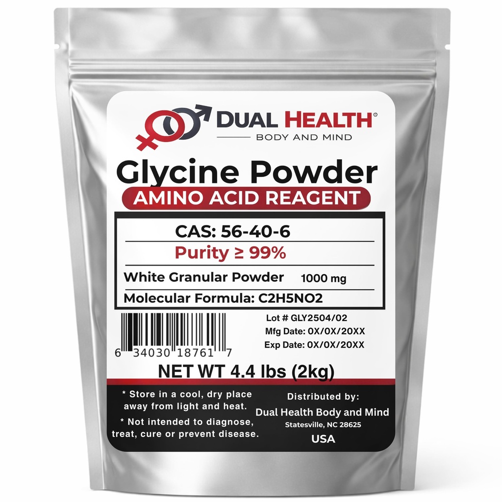 Glycinepoeder (2000g / 2kg / 4,4 lbs) Pure vrije vorm Glycine Bulksupplementen, slaapAminozuur, non-GMO, glutenvrij