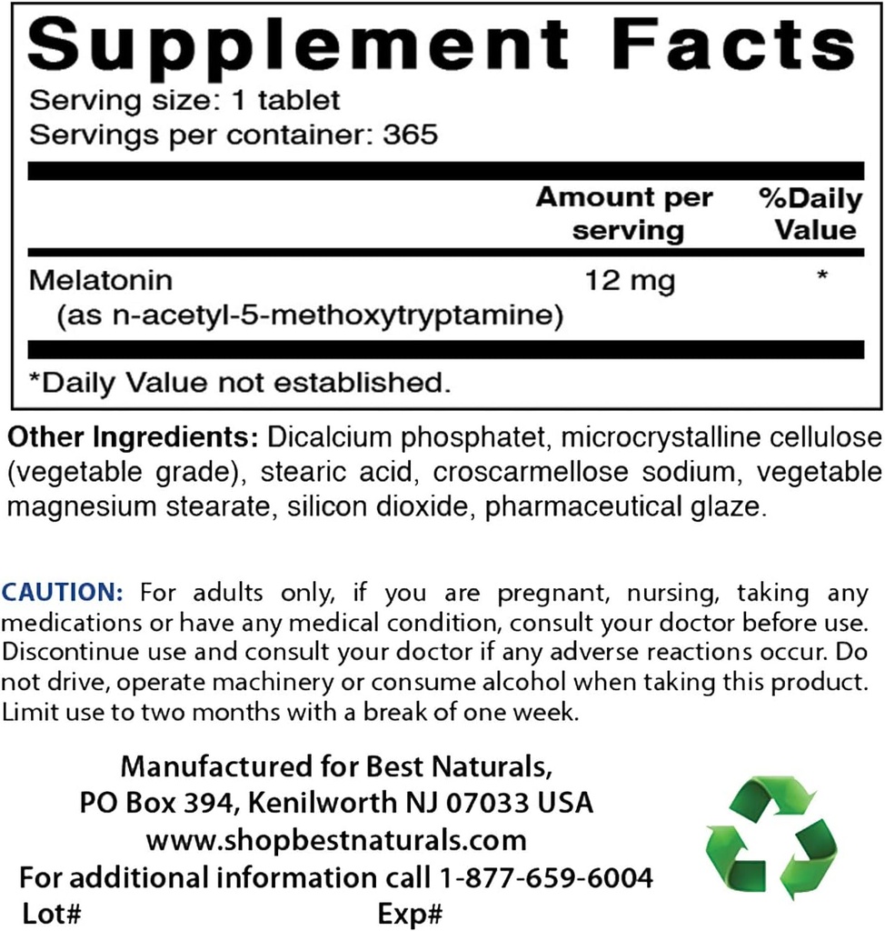 Meilleures Mélatonines naturelles 12 mg et Biotine 10 000 Mcg