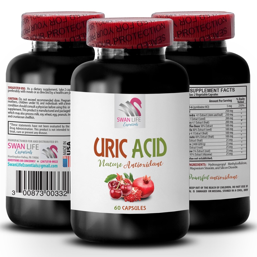 aliments pour réduire l'acide urique - URIC ACID - comment diminuer l'acide urique, comment réduire l'acide urique, extrait de grenade, jus de cerise de tarte, capsules de cerise de tarte, extrait de cerise de tarte, aliments d'acide urique 1Bot 60Caps