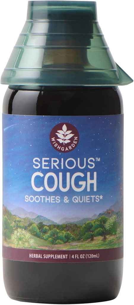 WishJarden Herbs Serious Cough Apaisant & Tranquillisant - Toux à base de plantes à action rapide Suppressant pour les adultes, le soulagement de la toux sèche et l'expectorant de la toux, l'irritation de la gorge apaisante et le dégivrage de poitrine, 4oz