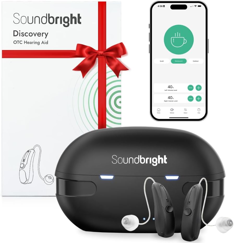 Aides auditives Bluetooth Discovery pour adultes âgés avec fonctions d'appel et de musique par téléphone, rechargeables, confortables, récepteurs en canal (type RIC)