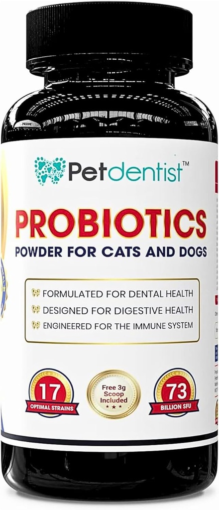 Probiotica voor honden en katten 17 Bacteriële strepen 73 Miljard CFUs Poedersupplementen voor honden Tandheelkundige zorg Gezondheid Slechte adem Hond Vertering Huidjas en Immuniteit Ondersteuning -90g